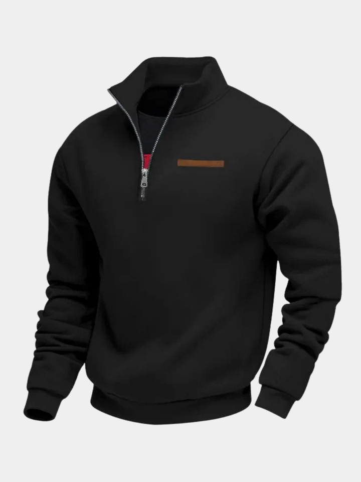 Quarter-zip sweatshirt med kontrastsøm