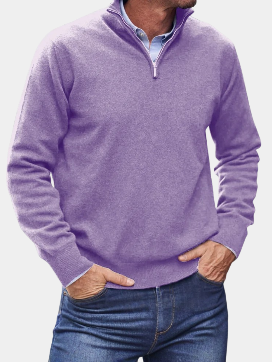 Quarter-zip knitted sweater for men