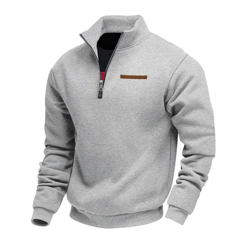 Quarter-zip sweatshirt med kontrastsøm