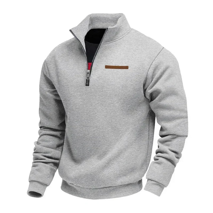 Quarter-zip sweatshirt med kontrastsøm