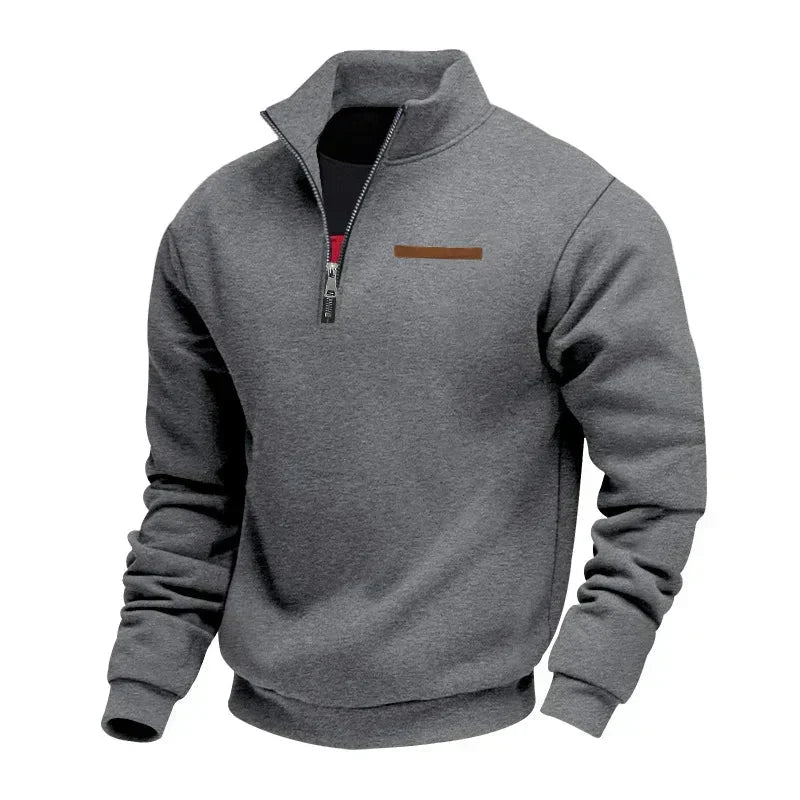 Quarter-zip sweatshirt med kontrastsøm