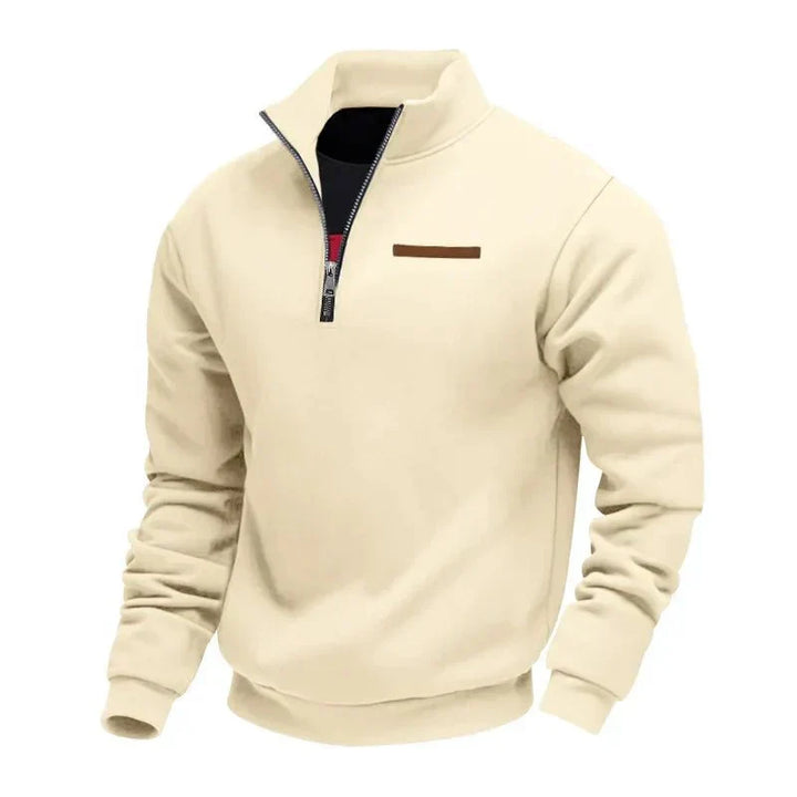 Quarter-zip sweatshirt med kontrastsøm