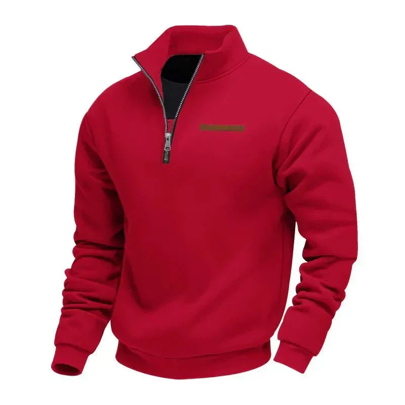 Quarter-zip sweatshirt med kontrastsøm