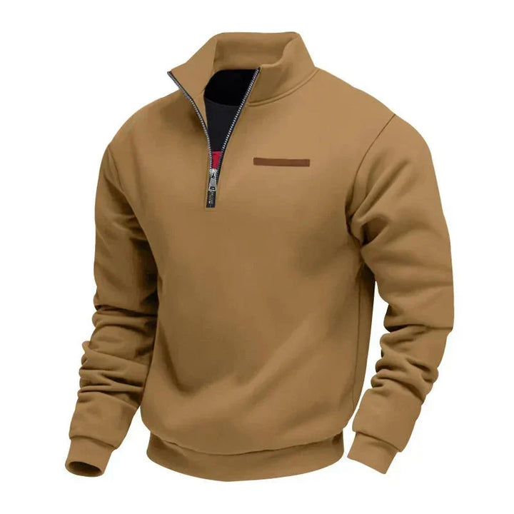 Quarter-zip sweatshirt med kontrastsøm