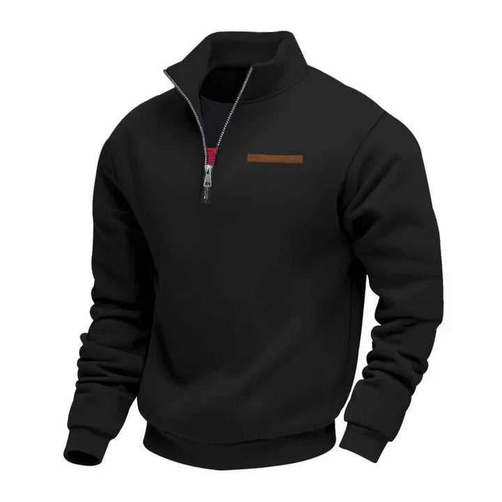 Quarter-zip sweatshirt med kontrastsøm