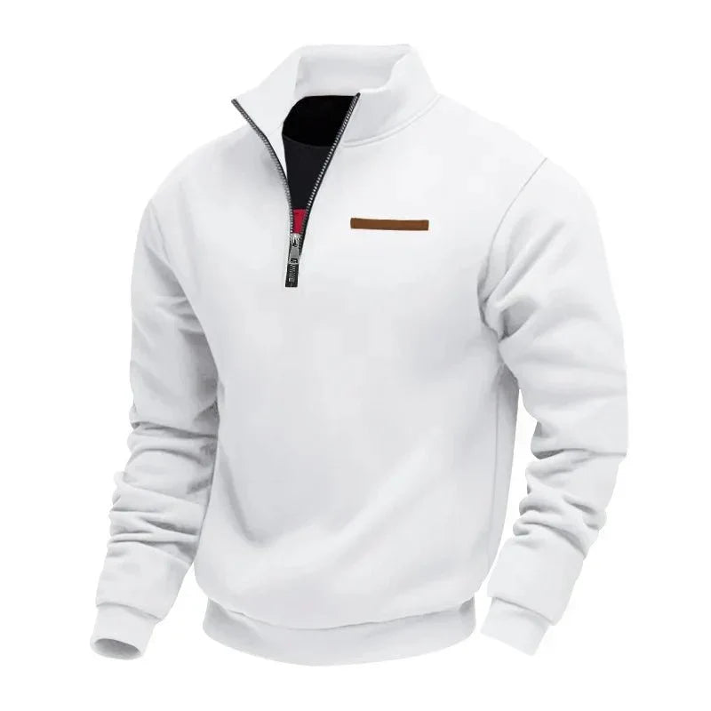 Quarter-zip sweatshirt med kontrastsøm