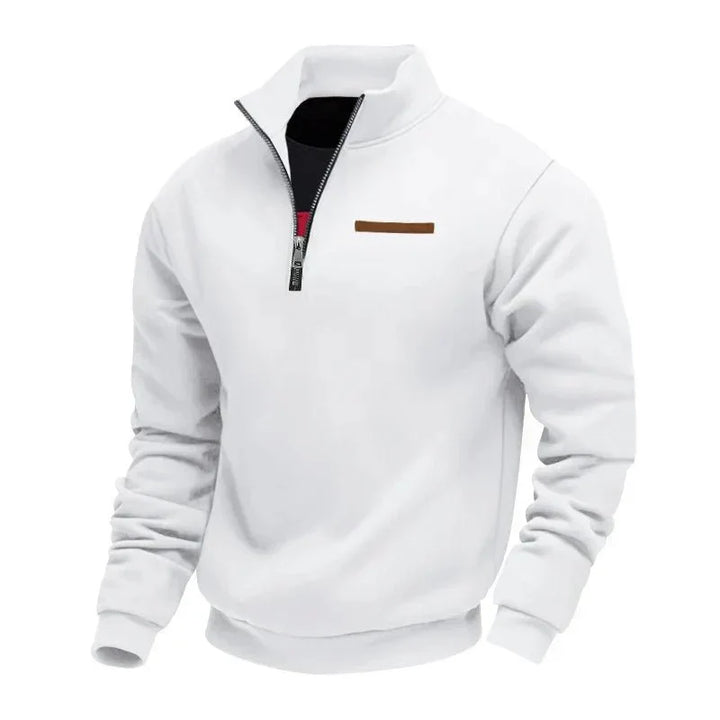 Quarter-zip sweatshirt med kontrastsøm