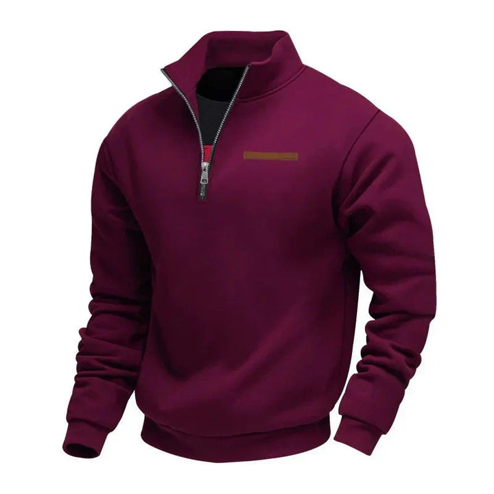 Quarter-zip sweatshirt med kontrastsøm