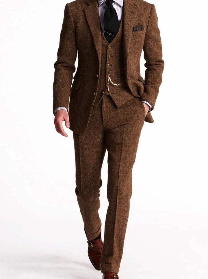 Men's tweed three-piece suit with waistcoat