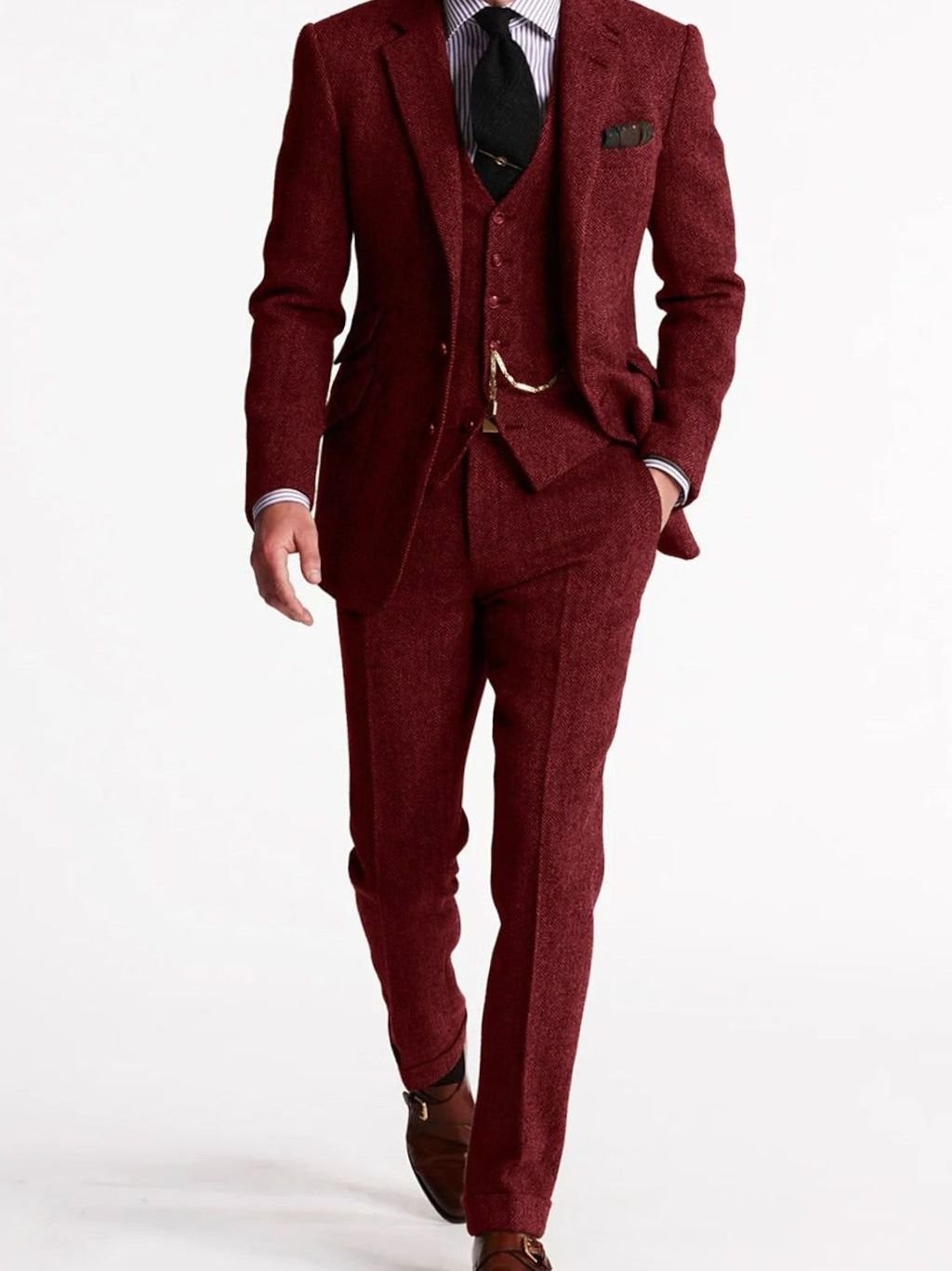 Men's tweed three-piece suit with waistcoat