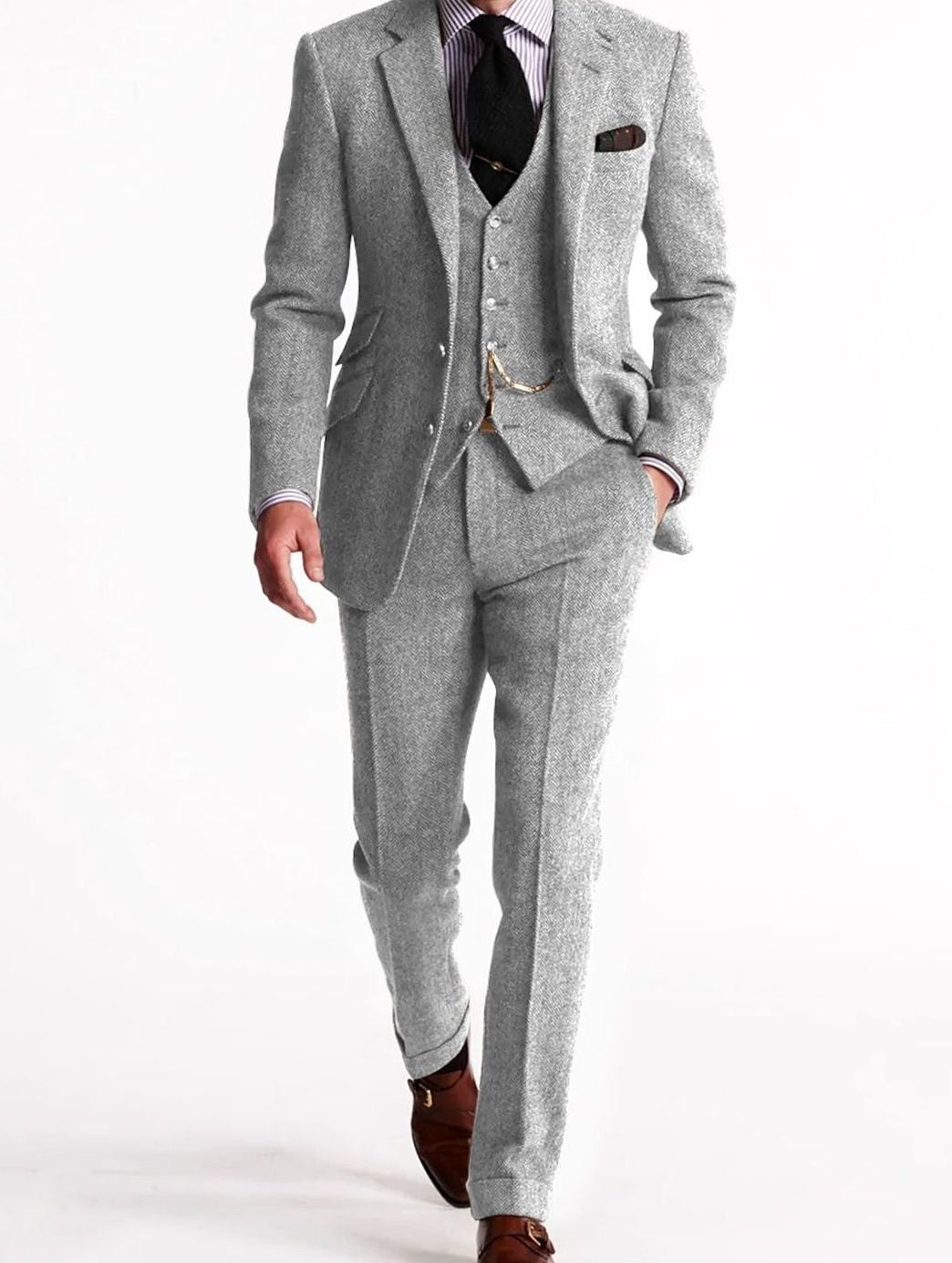 Men's tweed three-piece suit with waistcoat