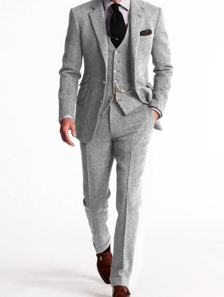 Men's tweed three-piece suit with waistcoat