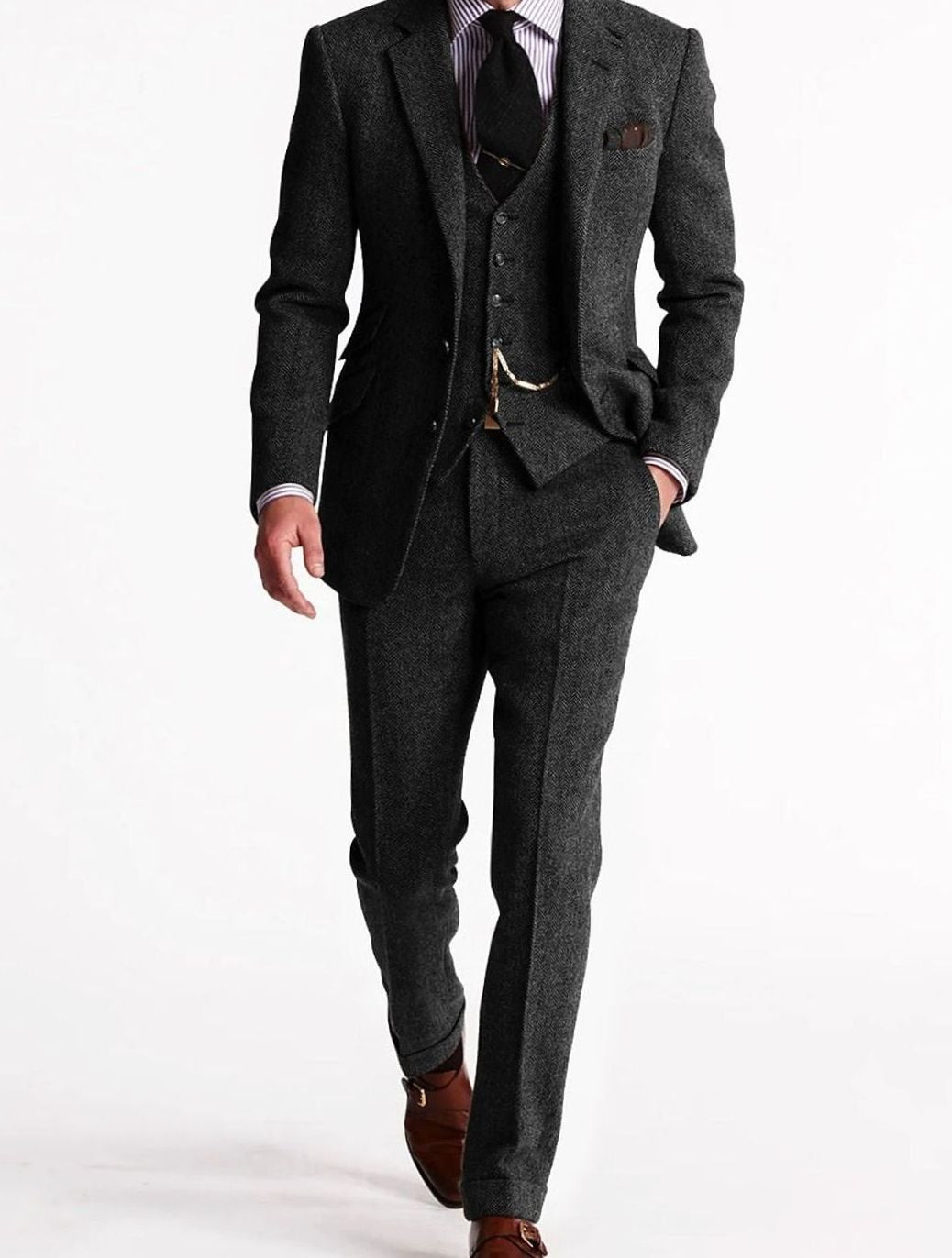 Men's tweed three-piece suit with waistcoat