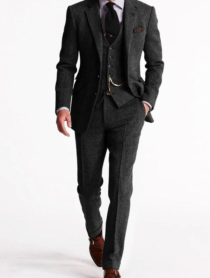 Men's tweed three-piece suit with waistcoat