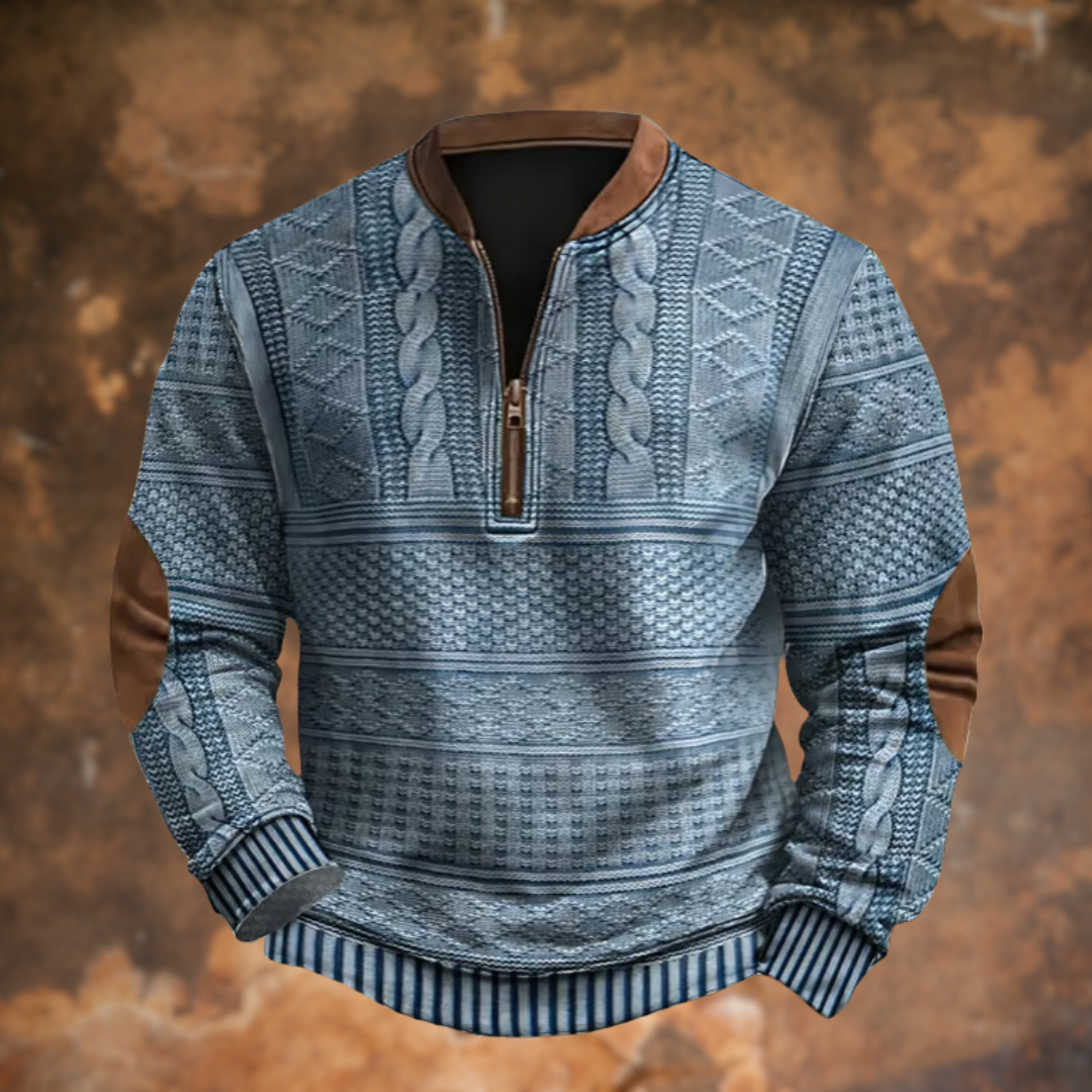 Cable-Knit Half-Zip Sweater for Men