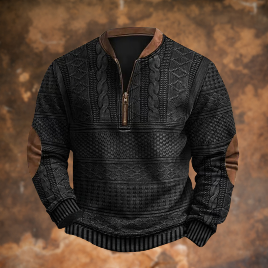 Cable-Knit Half-Zip Sweater for Men