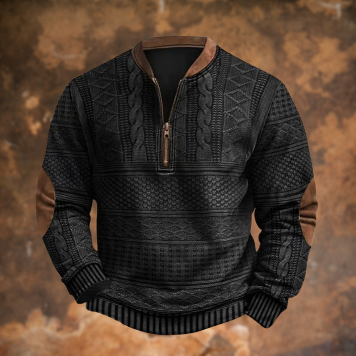Cable-Knit Half-Zip Sweater for Men