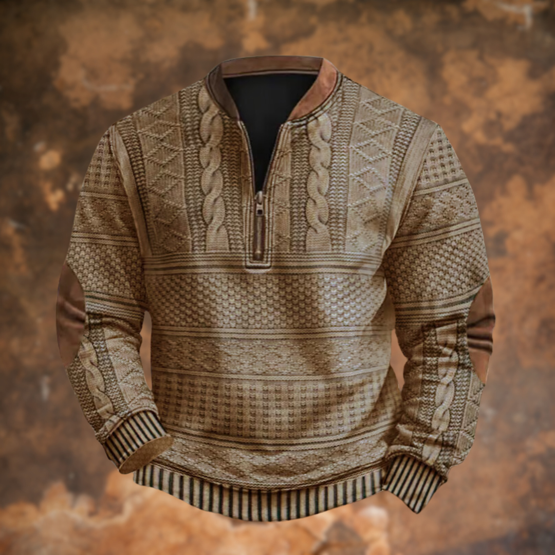 Cable-Knit Half-Zip Sweater for Men
