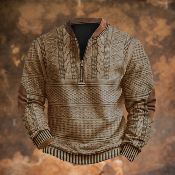 Cable-Knit Half-Zip Sweater for Men