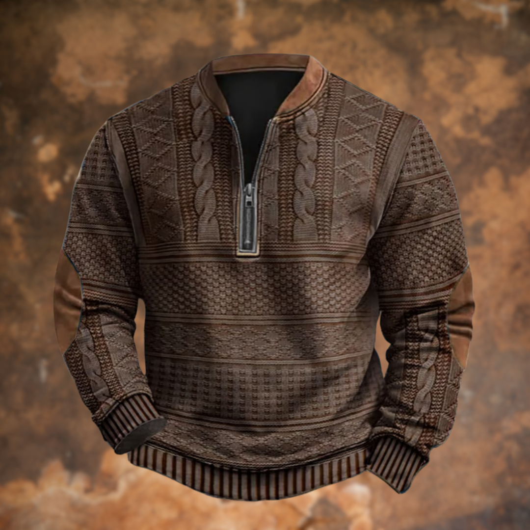 Cable-Knit Half-Zip Sweater for Men