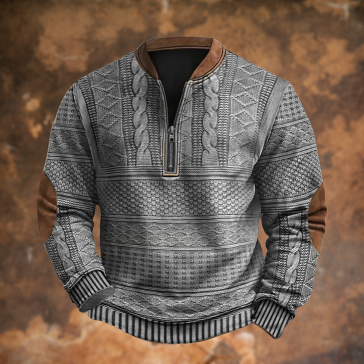 Cable-Knit Half-Zip Sweater for Men
