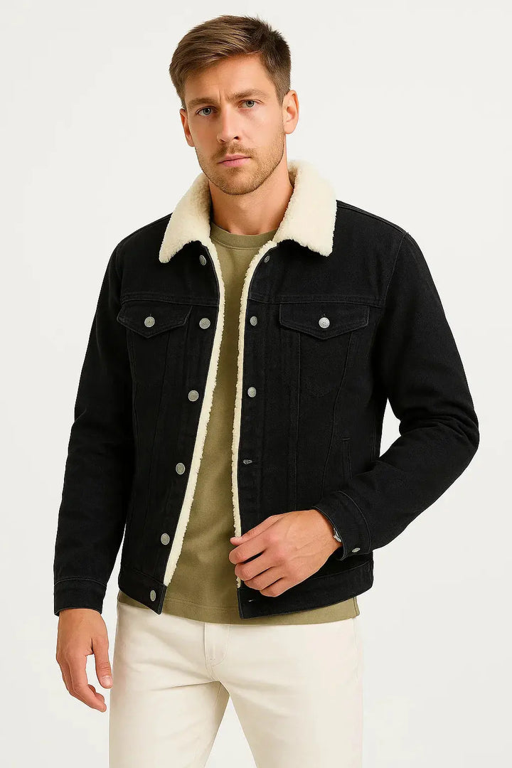 Men’s denim jacket with sherpa lining