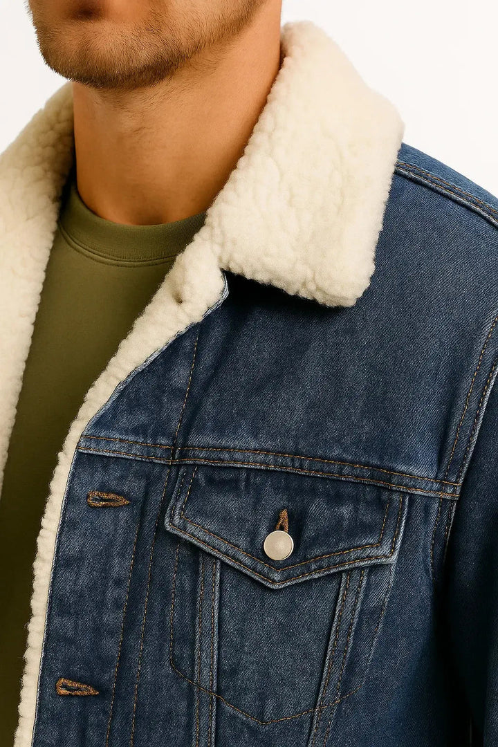 Men’s denim jacket with sherpa lining