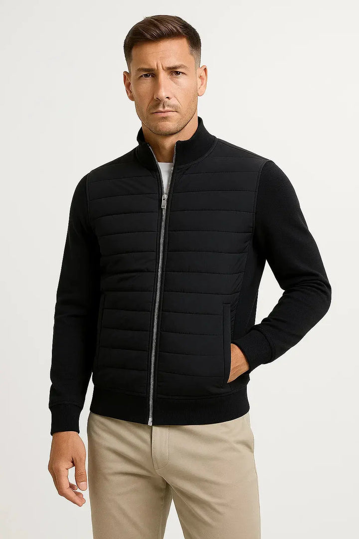 Men’s quilted jacket with knitted sleeves
