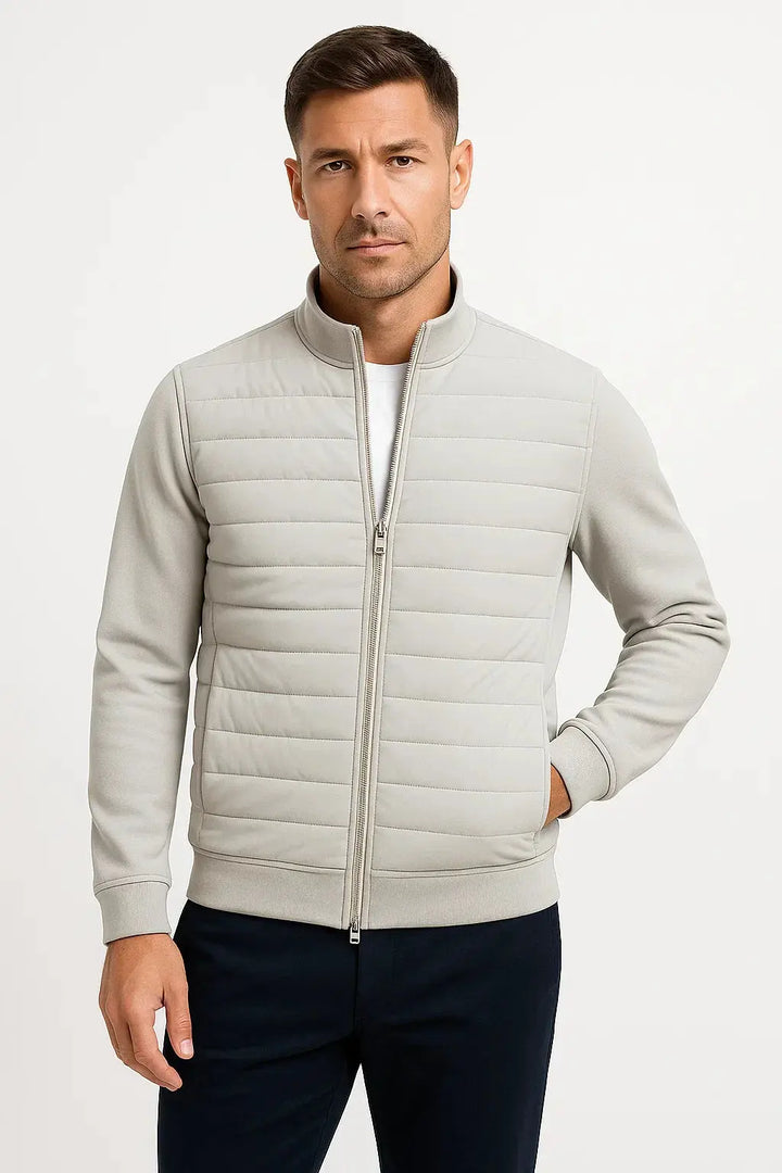 Men’s quilted jacket with knitted sleeves