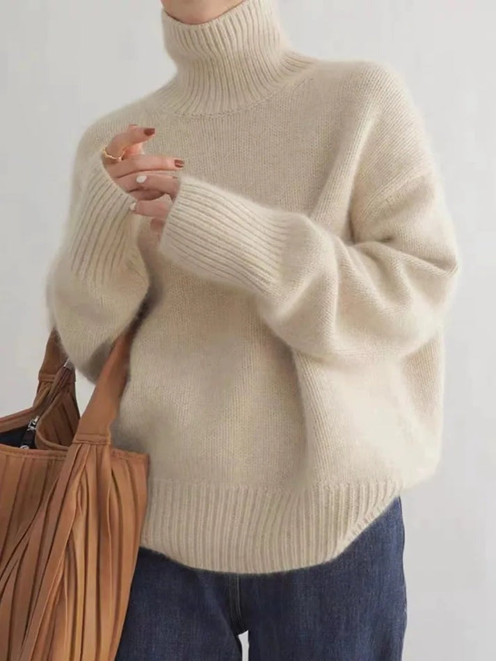 Oversized Striktrøje Med Rullekrave