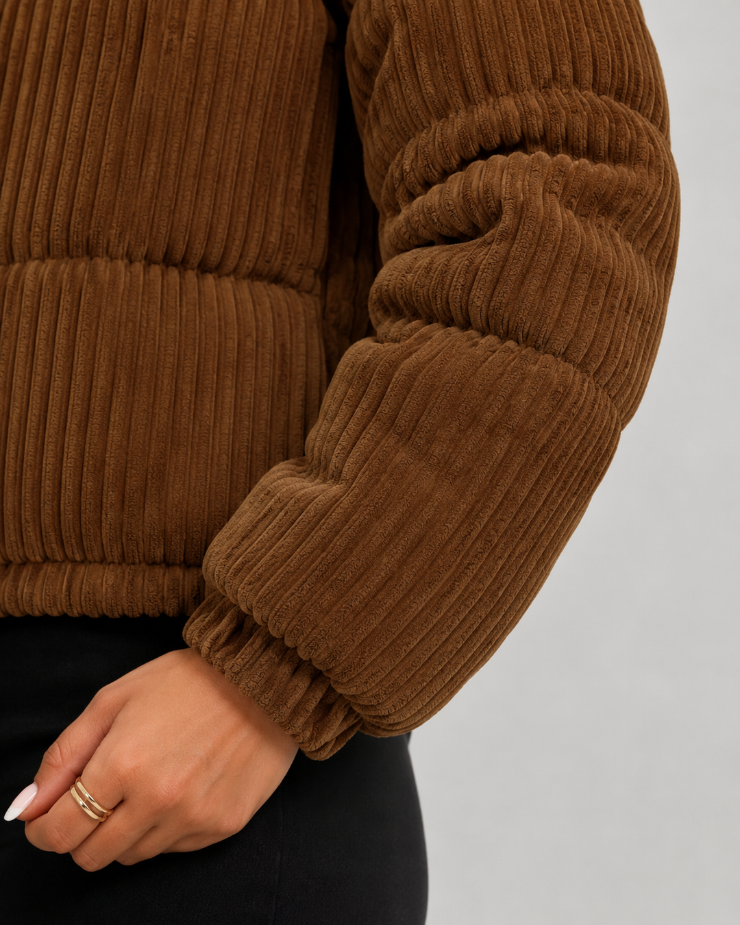Quilted Velvet Winter Jacket with High Collar for Women