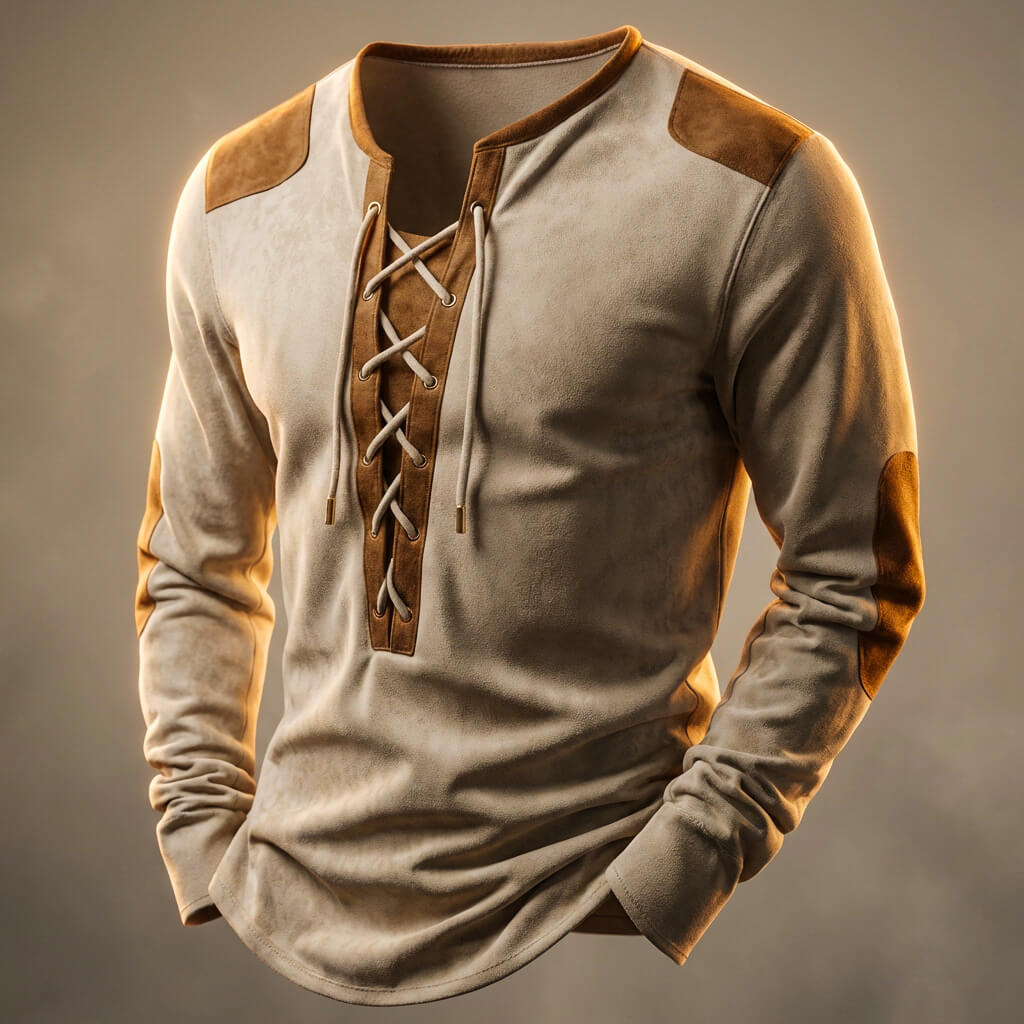 Long-Sleeved Top with Drawstring Closure for Men