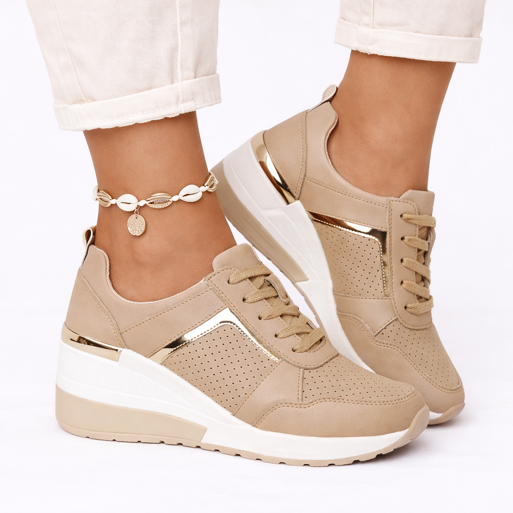Kilehæl Sneakers Med Snørebånd Dame