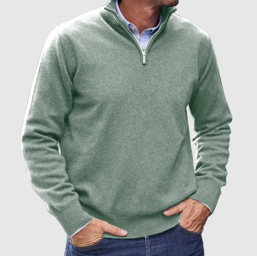 Quarter-zip knitted sweater for men