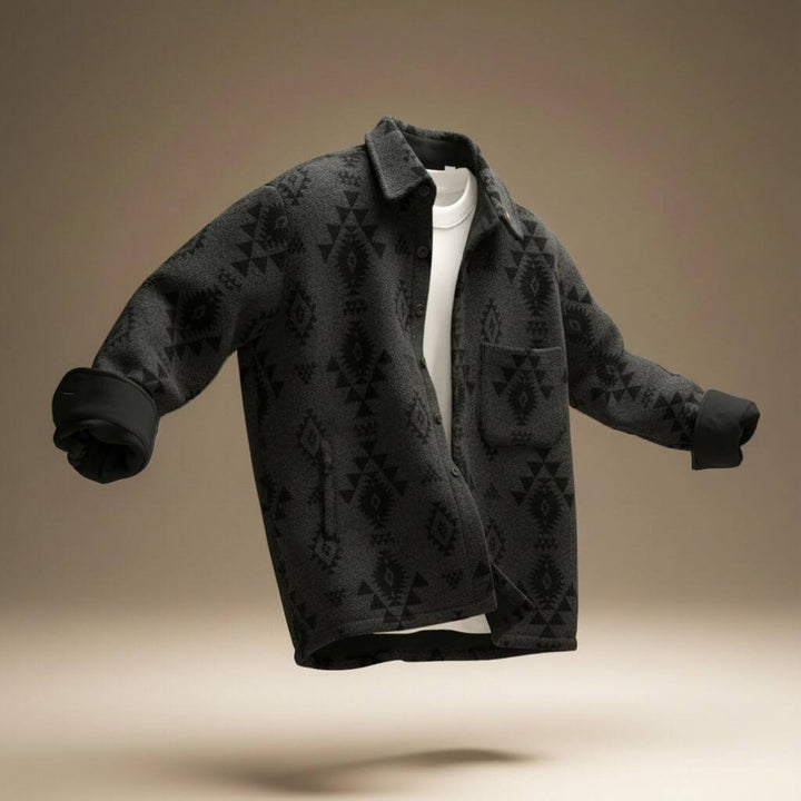 Men’s shirt jacket with print and chest pocket