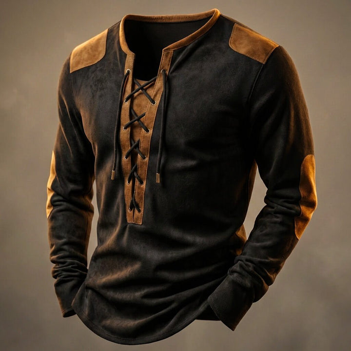 Long-Sleeved Top with Drawstring Closure for Men