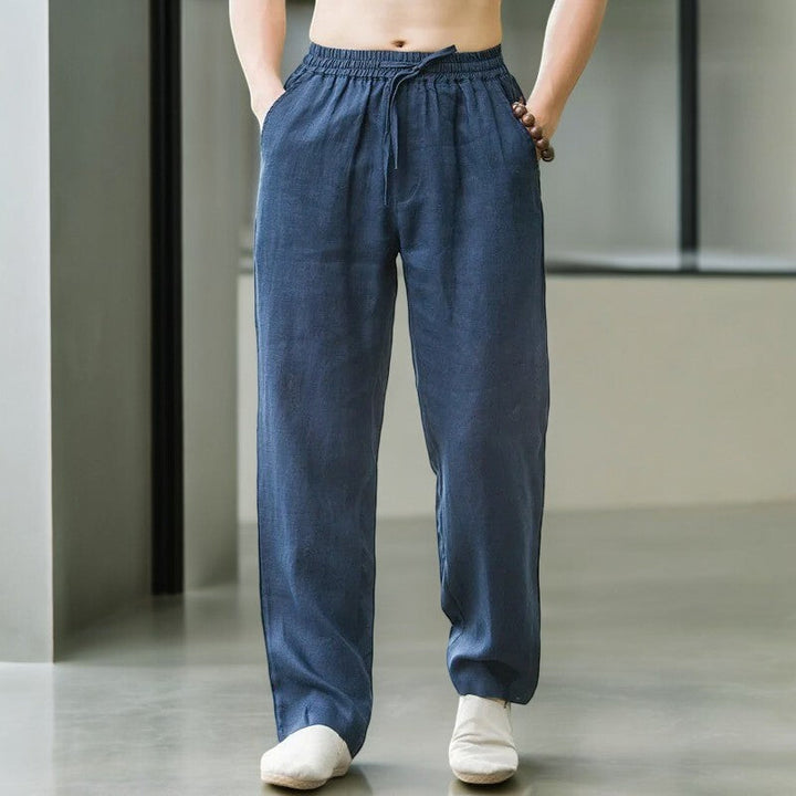 Women's Relaxed Linen Trousers with Elastic Waist