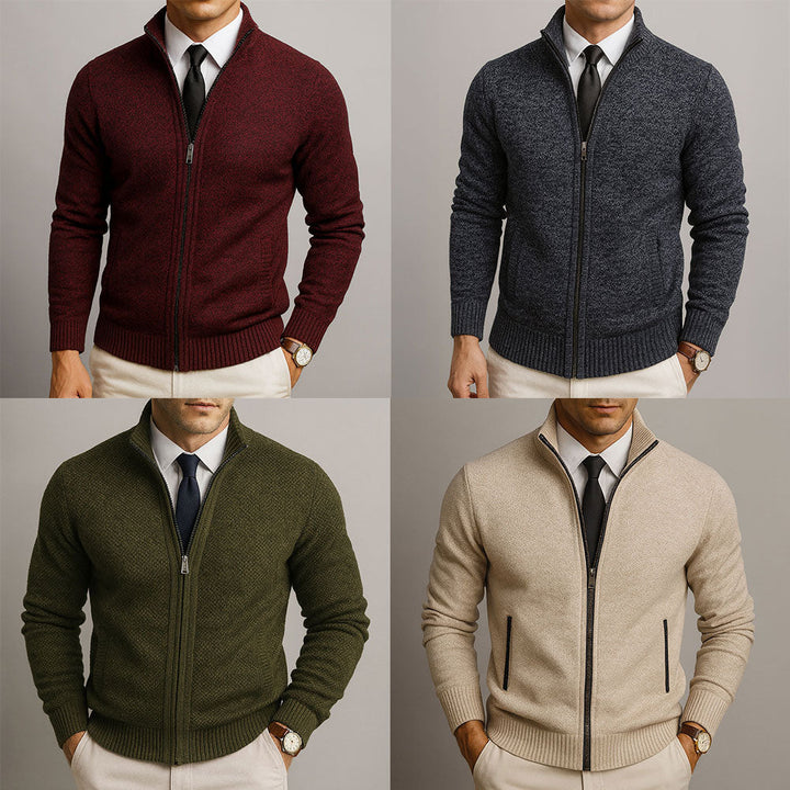 Men's Full-Zip Cardigan with High Collar
