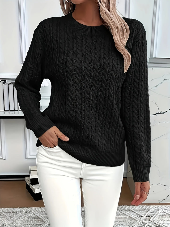 Cable-Knit Crewneck Sweater for Women
