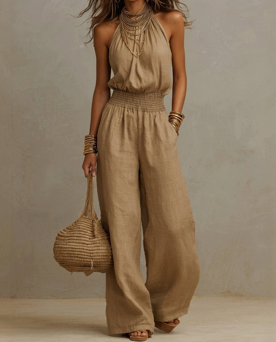 Halterneck Jumpsuit med Vidde til Kvinder