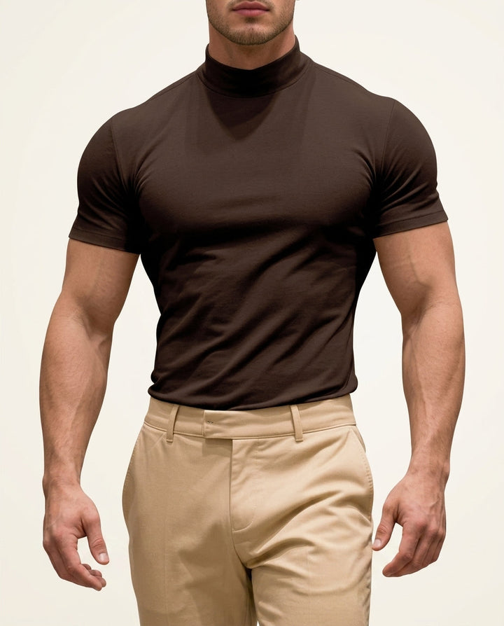 Slim Fit T-shirt with High Neck for Men