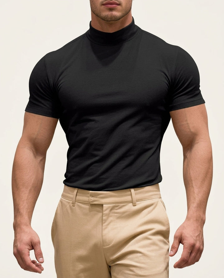 Slim Fit T-shirt with High Neck for Men