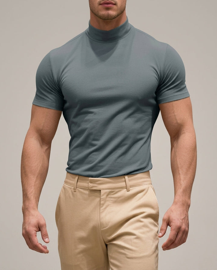 Slim Fit T-shirt with High Neck for Men