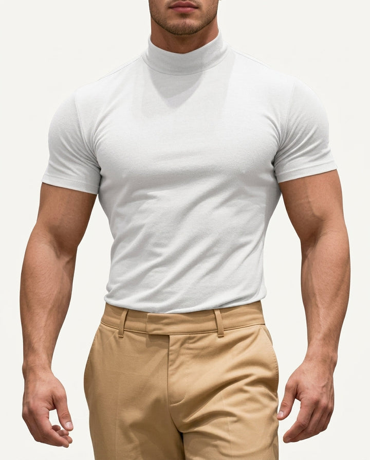 Slim Fit T-shirt with High Neck for Men