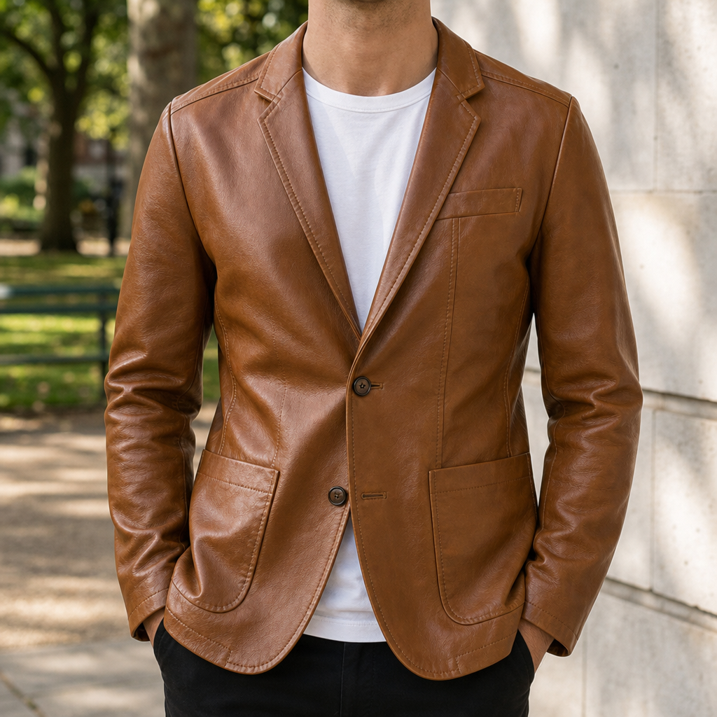 Leather blazers for men