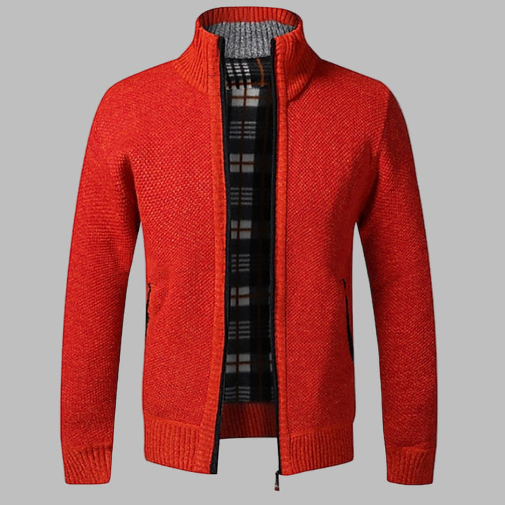 Men’s Zip-Up Cardigan with Stand-Up Collar