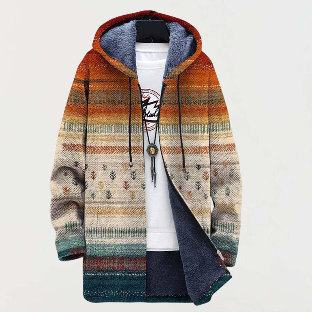 Long Hooded Zip-Up Jacket for Men