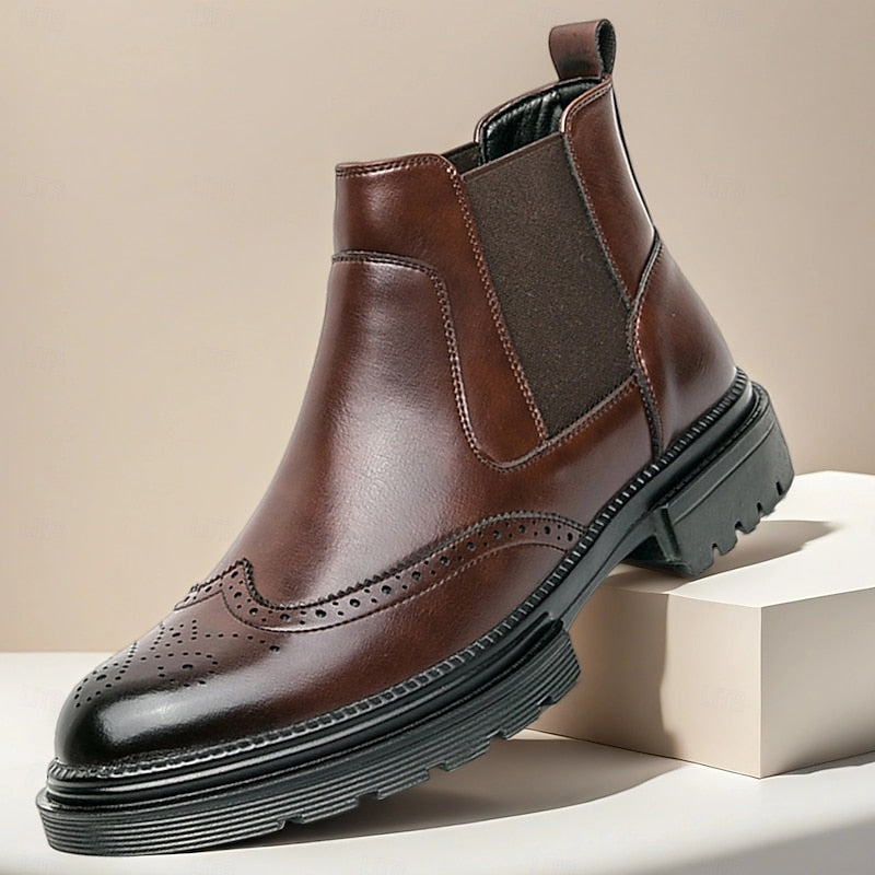 Herre Chelsea-støvler med brogue-detaljer