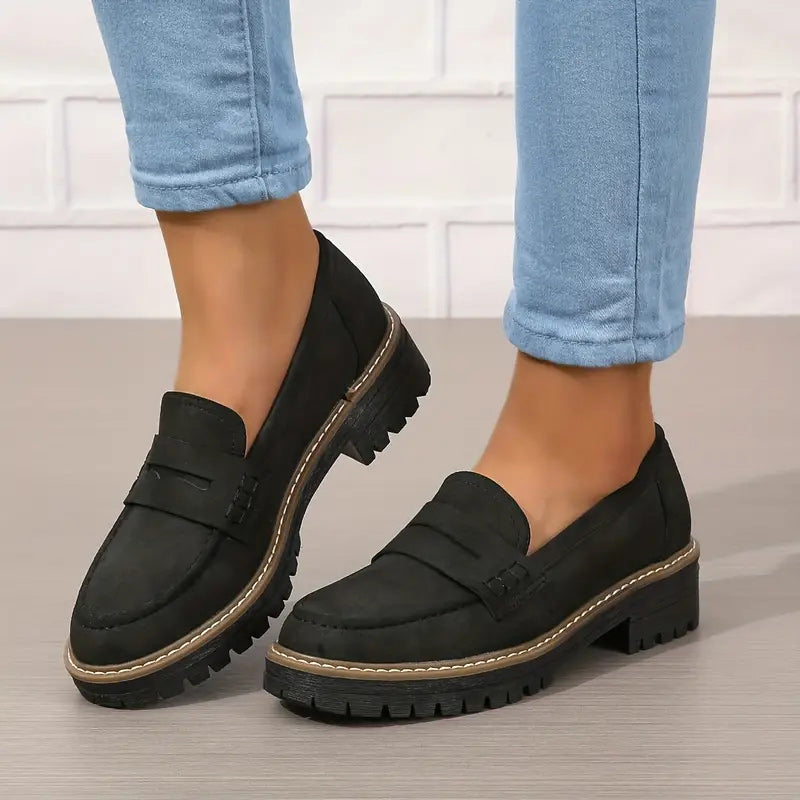 Chunky Loafers with Low Heels