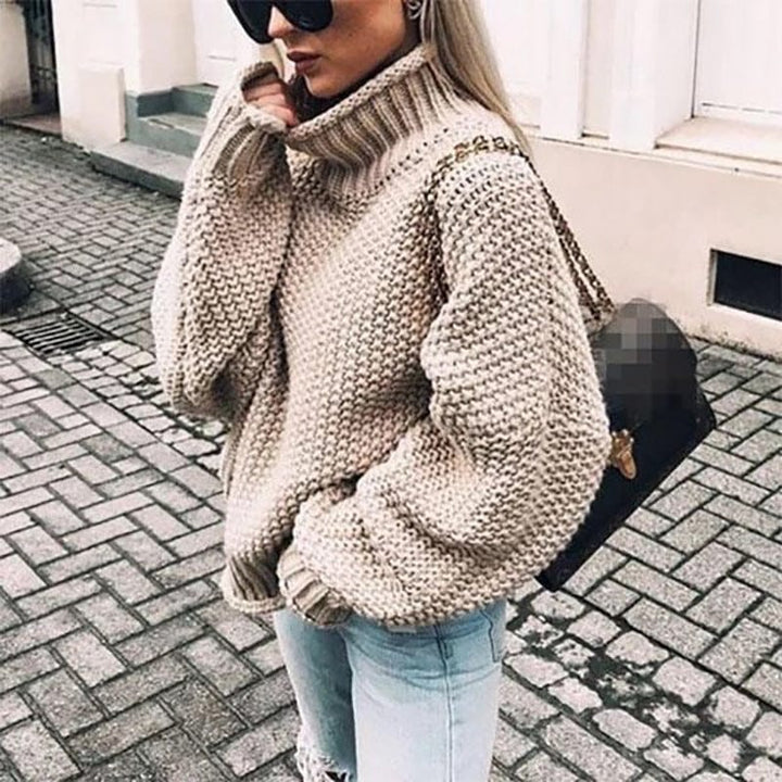 Thick Knit Turtleneck Sweater for Women